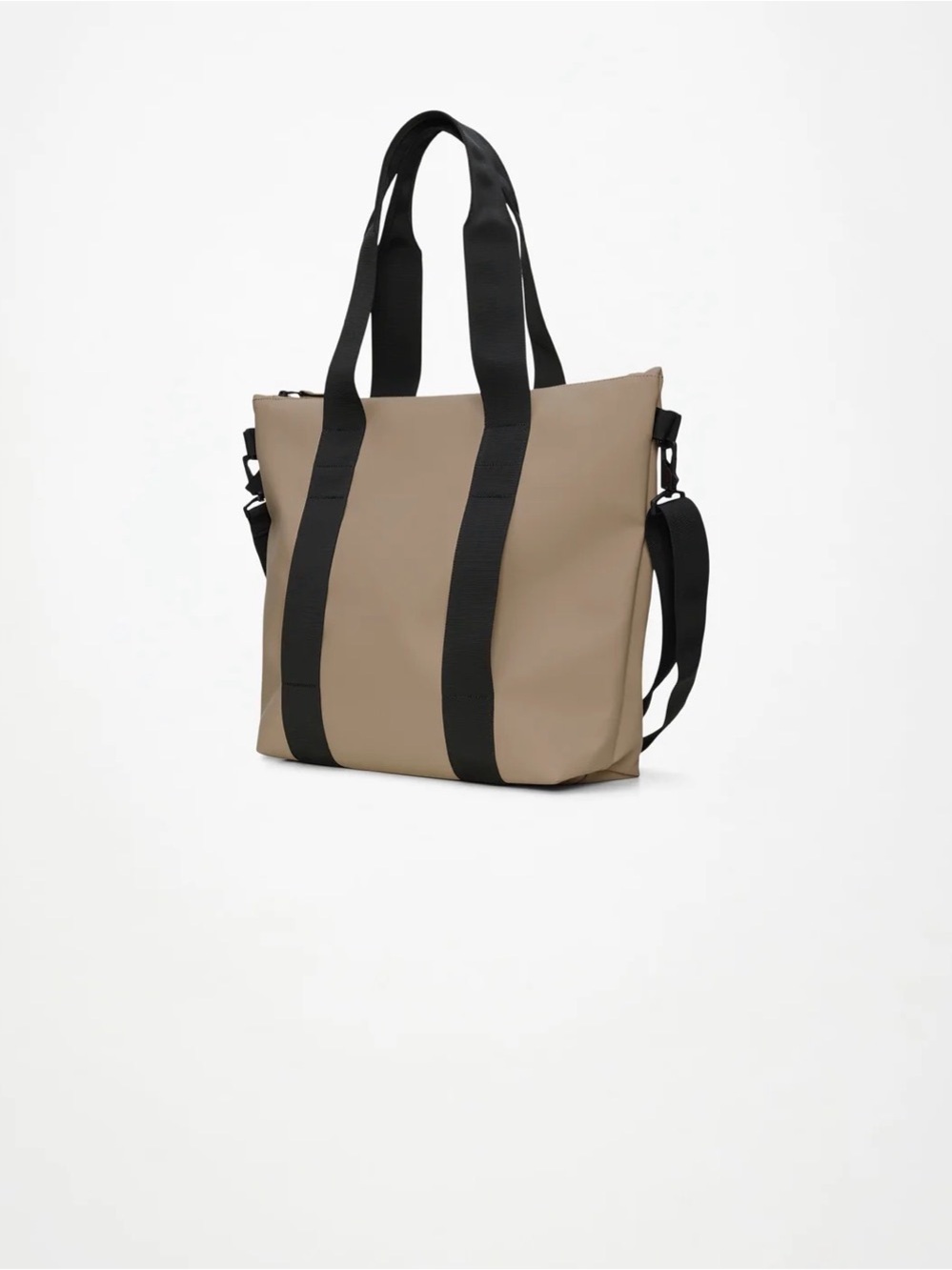 Rains Taupe Tote with Black Straps